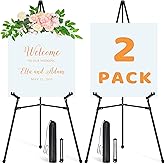 VAIIGO 2Pcs Easel Stand for Sign - 63" Display Easel for Wedding Sign Stand Poster Stand, Lightweight Poster Easel for Painting, Folding Portable Easel Stand with Carrying Bag, Black