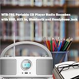 WISCENT Portable CD Player Boombox Bluetooth FM Radio Stereo USB AUX Headphone view 6