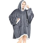 Topcee Oversized Wearable Blanket Hoodie - Zip Up Sherpa Fleece Sweatshirt, Cozy Hooded Blanket With Sleeves
