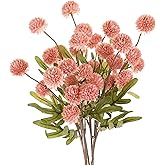 M METERXITY 6-Pack Artificial Chrysanthemum Ball Flowers,20 Inch 5-Heads Faux Chrysanthemum Silk Bouquets Real Touch Faux Flowers for Home/Wedding/Christmas/Party[Shrimp Red]