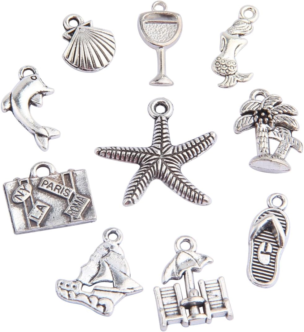 BNQL 20pcs Travel Ocean Animals Assorted Charms DIY Jewelry Making