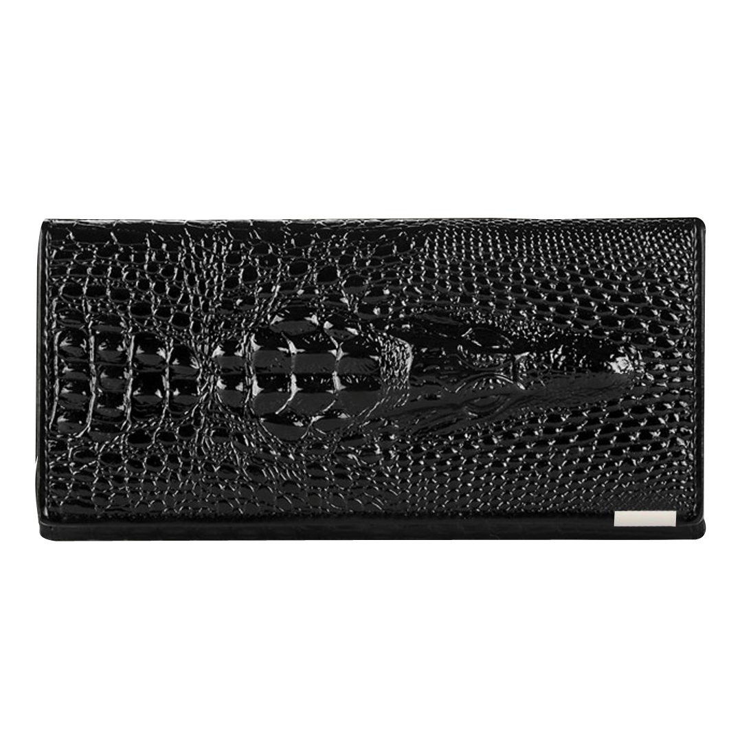 AiSi Womens Genuine Leather Long Wallet Alligator Crocodile Embossed Cluth Purse