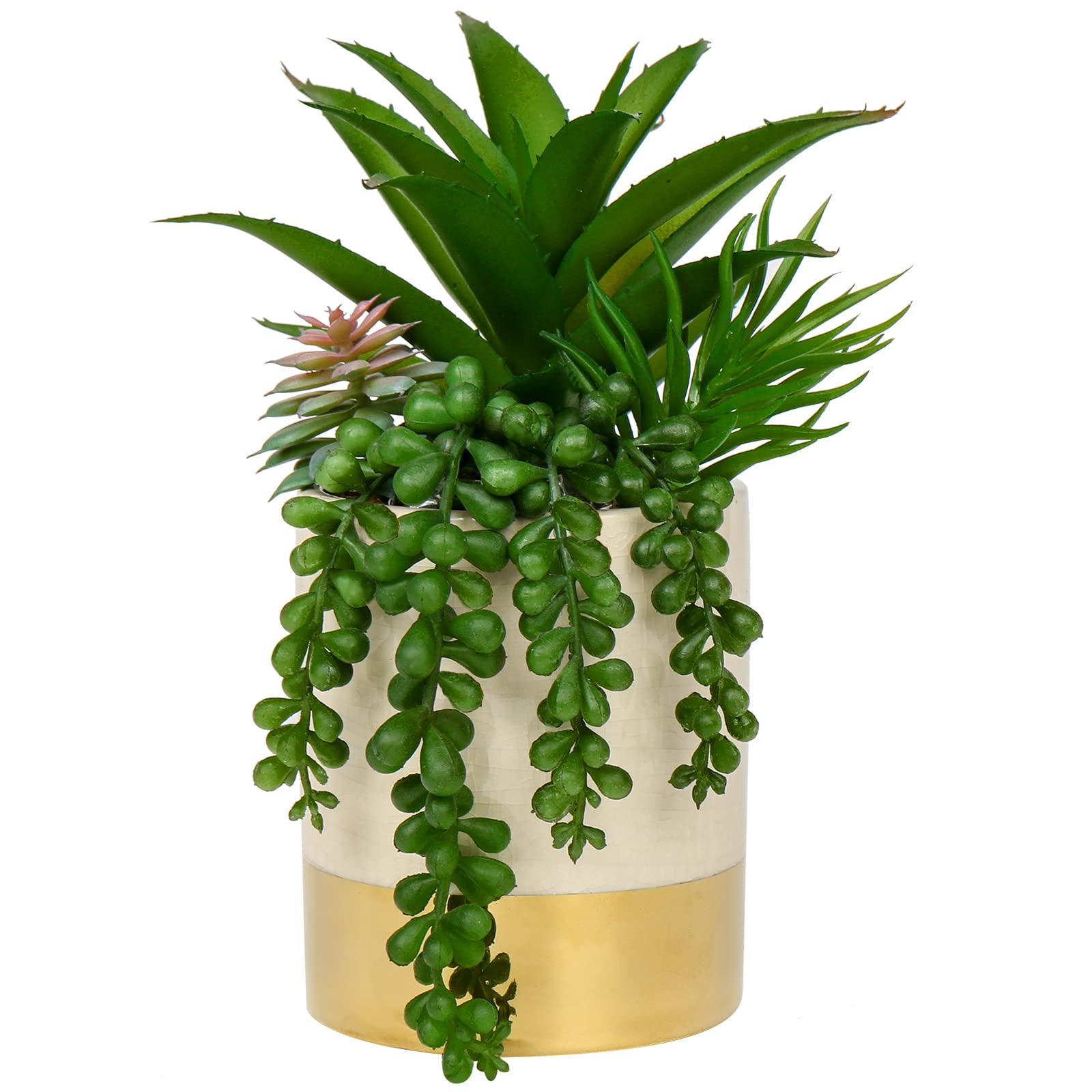Oairse 24cm Artificial Succulent Plants in Ceramic Pot Artificial Plants Potted Fake Succulent Fake Plants Indoor Faux Succulents for Home Bathroom Shelf Kitchen Table Decoration