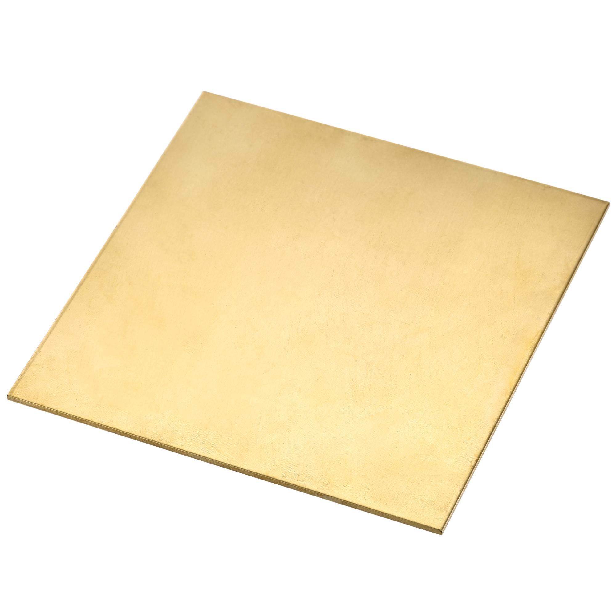 sourcing map Brass Sheet, Metal Sheets Plates 7.9" Length x 7.9" Width x 0.03" Thickness