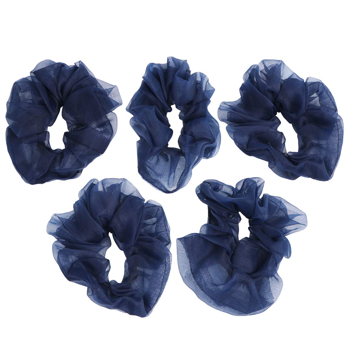 5pcs Yarn Hair Ties Colorful Simple Ponytail Holders Hair Ropes for Woman (Blue)