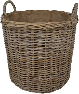 Cesta de mimbre grande redondo Kubu ratán/mimbre papelera: Amazon.es