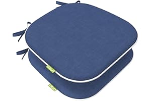 LVTXIII Patio Seat Cushions D16 x W17 Inches Outdoor Chair Pads All Weather Chair Cushions for Garden Patio Furniture Chair Home Set of 2 – Navy Textured