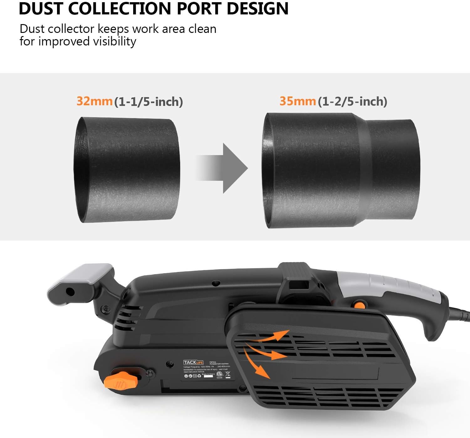 TACKLIFE 900W Belt Sander with Dust Collection, 75 * 533MM Sander Belt