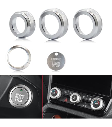 Ford Ranger 2024 AC Knob & Button Covers - 5-Pc Aluminum Set (Orange)