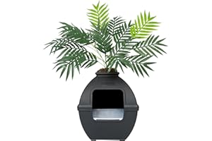 Good Pet Stuff Hidden Litter Box Planter Kit, Enclosed Cat Furniture with Artificial Plant, Vented Charcoal Filter System, Odor Control, Easy to Clean, Made in USA, Square, Removable Tray, Black