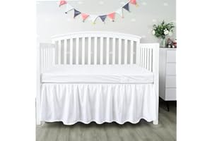 Biloban Crib Skirt for Baby 4 Sides Pleated Dust Ruffled, Crib Skirt Adjustable, Crib Toddler Bedding Skirts Machine Washable