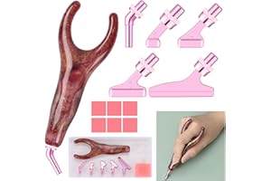 SNEWVIE Diamond Painting Pen Kits with Angled Metal Tips,Ergonomic Diamond Art Pen and 5Pcs 45 Degree Stainless Steel Screw Thread Multi Placer,Purple Diamond Drill Pens for DIY Diamond Art