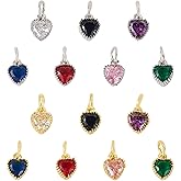 Craftdady Brass Pave Cubic Zirconia Heart Pendants Mixed Color Micro Pave CZ Heart Shape Dangle Pendants Mini Love Charm Bulk for Mother's Day DIY Necklaces Bracelets Jewelry Making