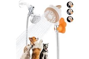 ULTRIMKIT Dog 8.2Ft Shower Attachment to Shower Head Washing, High Pressure& Face Care Pet Wash Cleaning Sprayer with Finger Clasp Bath Brush, Adhesive Shower Holder, Indoor
