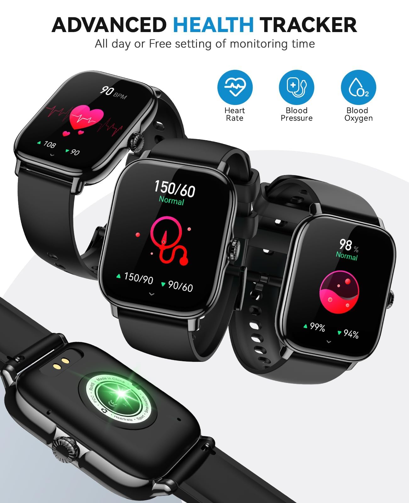Smart Watch for Women Men- Answer/Make Call, 2025 1.91'' IP68 Waterproof Fitness Step Sleep Tracker Watch with Heart Rate Monitor Activity Counter Smartwatch for Andriod iPhone iOS Samsung Compatible - Image 4