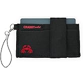 Front Pocket Wallet - Minimalist Wallet - Elastic - Everyday Carry Cards, Cash, Phone, Keys - Securely Holds for Easy Access - Lobster Claw Keychain Included (Black)