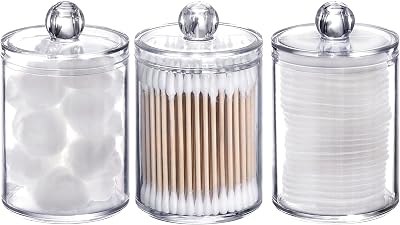 Tbestmax 3 Pack Small Qtip Jar Apothecary Jar Clear Makeup Organizer 10 Oz