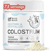 Colostrum Supplement Powder for Humans - Organic Bovine Colostrum Supplement for Gut Health, Hair Growth, Beauty, and Immune Support - Unflavored (73 Servings)