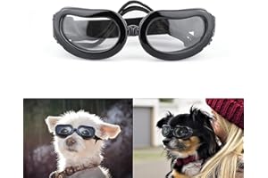 Dog Sunglasses Small Breed, UV Protection Small Dog Goggles, Wind Dust Proof Small Goggles with Adjustable Straps, Clear