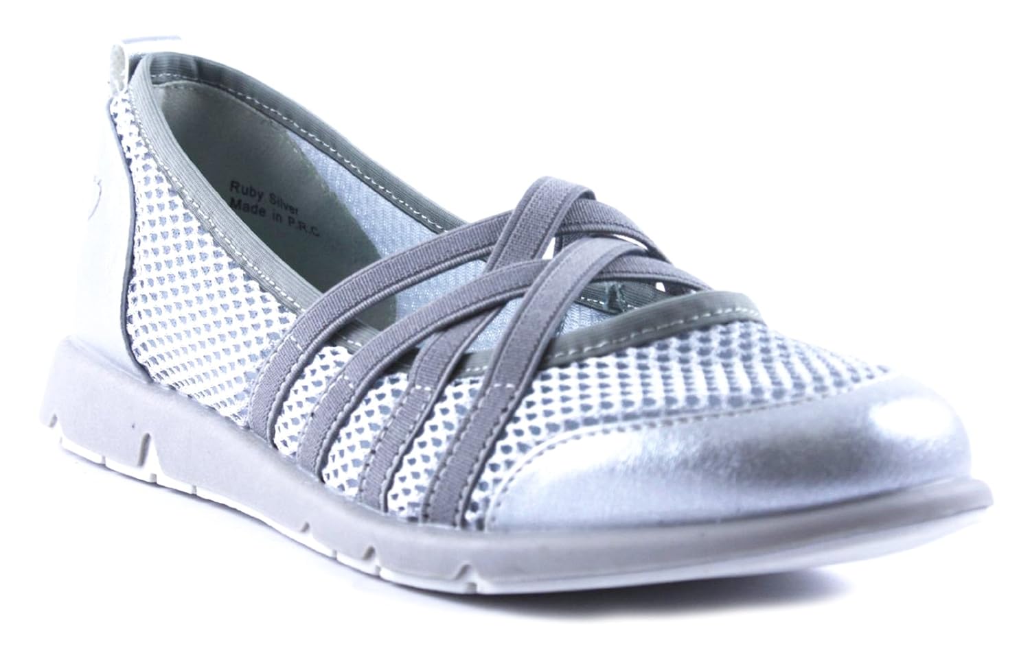 Heavenly Feet Ruby Womens Synthetic Material Flats Shoes Silver 5 UK