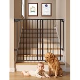 Babelio Extra Wide No Bottom Bar Baby/Dog Gate, 28" H, 29.7-46.5" W, Black | Hardware Mount Pet Gate for Indoor Doorways and Hallways with Auto Close, Stay-Open, Wide Walk-through Door, Easy Install