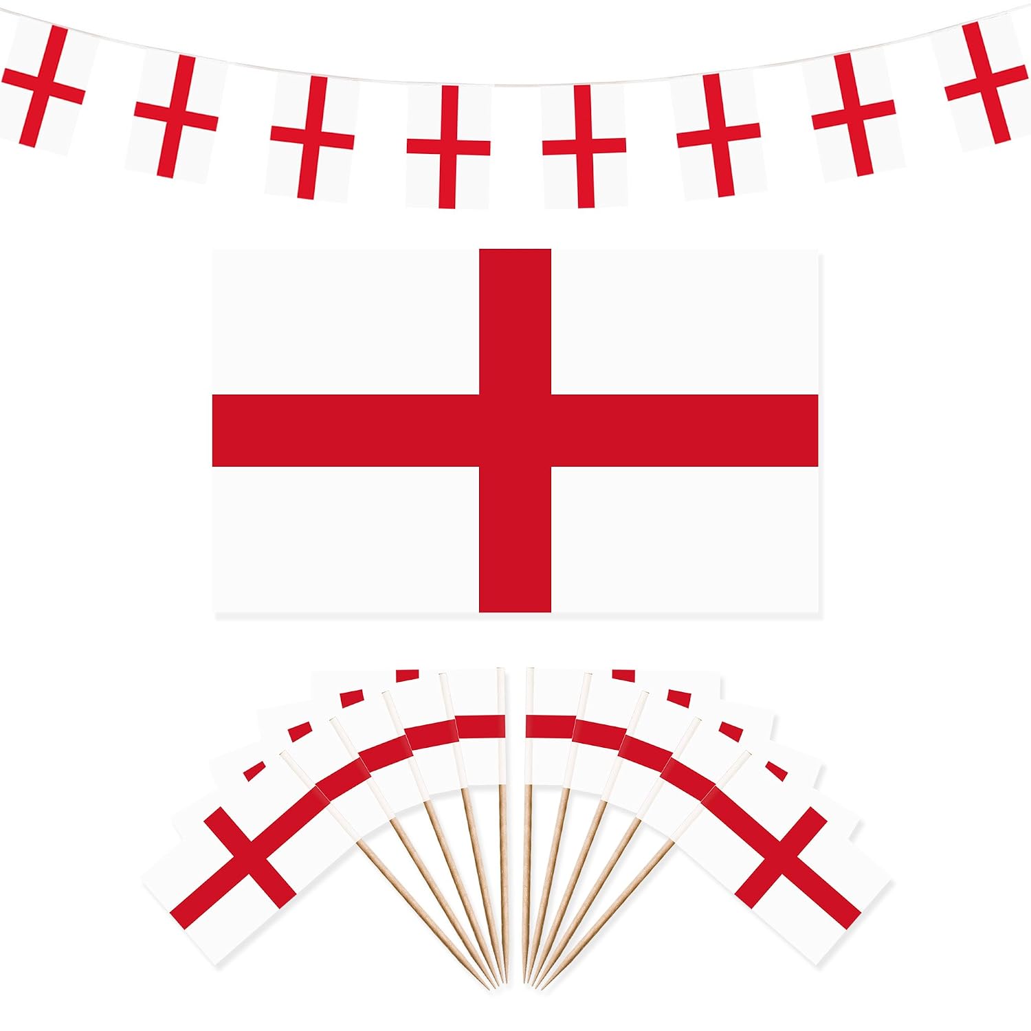 England St George S Day Party Decorations Flag 20m Bunting