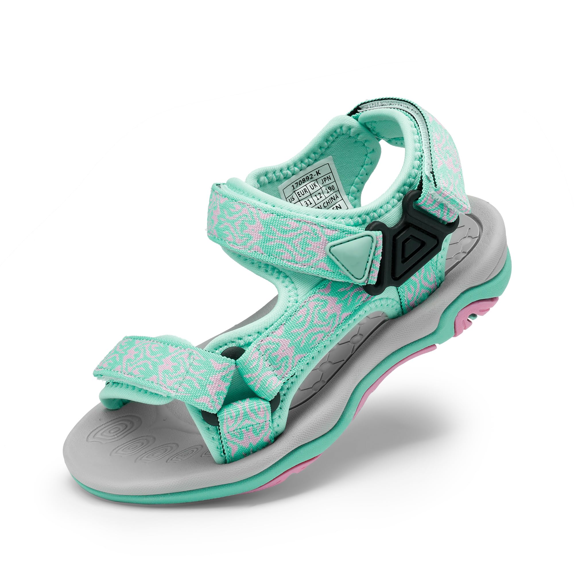 Photo 1 of DREAM PAIRS Boys Girls Sandals Kids Adventurous Light-Weight Adjustable Straps Summer Sandals (Toddler/Little Kid/Big Kid),Size 12 Little Kid,Mint/Pink,170892-K