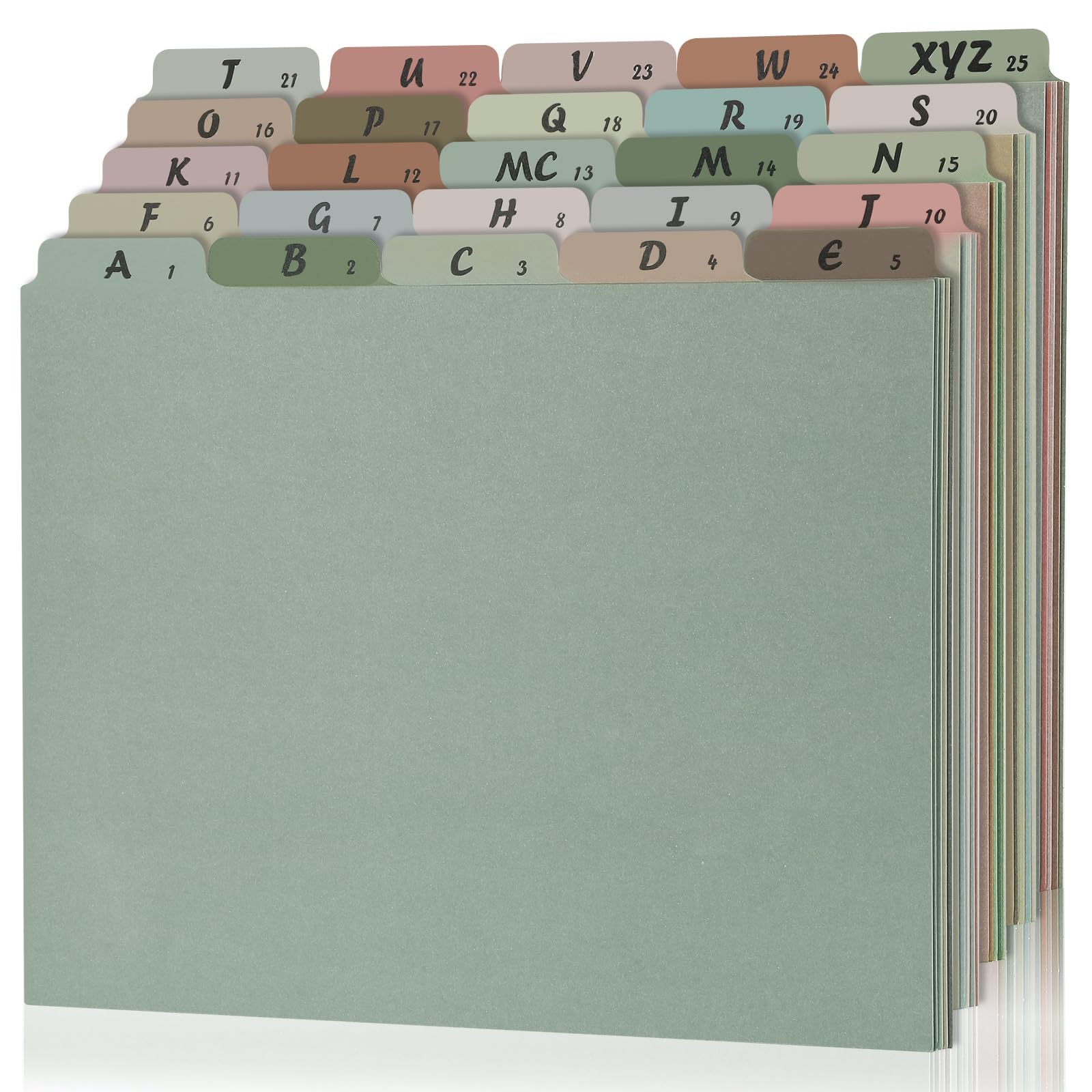Photo 1 of 1 Set 25 Alphabet File Dividers A-Z Top Tab File Guides Letter Size 1/5 Cut Tab Manila Alphabetical File Organizer File Cabinet Dividers for Work Office Home School and Desk Organizer(Morandi)