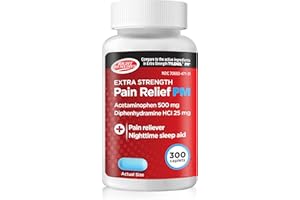 Right Remedies Extra Strength Pain Relief PM & Nighttime Sleep Aid Caplets,(300 count), Acetaminophen 500 mg & Diphenhydramine HCl 25 mg, Non-Habit Forming, Compare to Active ingredients of Tylenol PM