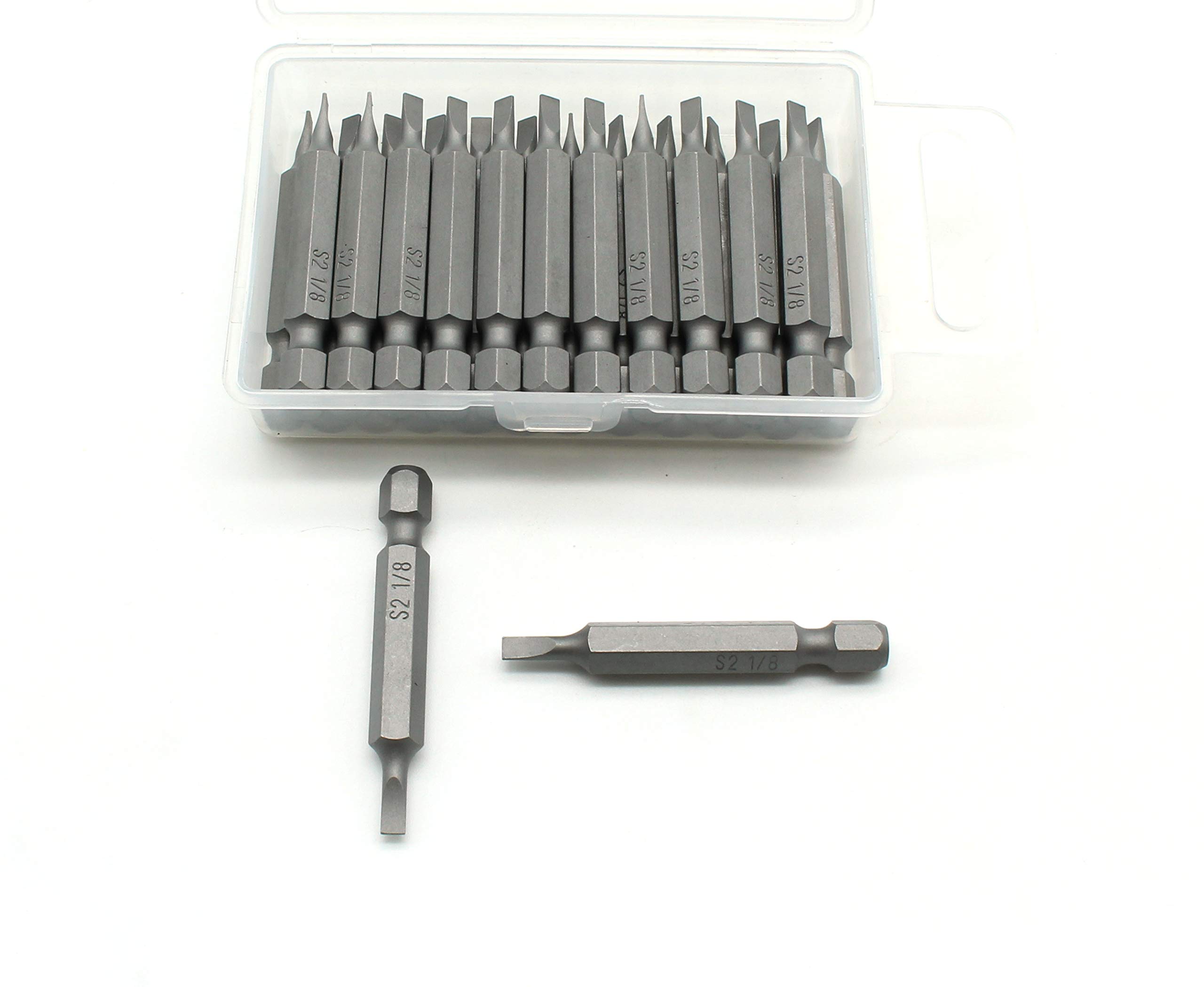 TEMO 25pc 1/8" (3.8mm) Slotted Flat Head 2 Inch (50mm) Impact Ready Screwdriver Insert Bits