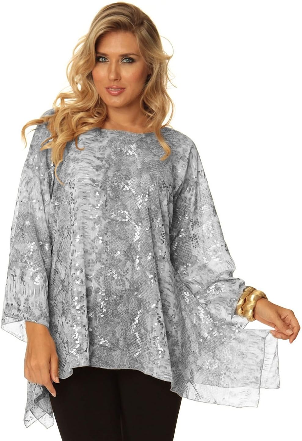 silver chiffon top