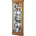 Howard Miller Bunche Corner Curio Cabinet II, Freestanding Storage Cabinets Floor Mount, Pad Lock Metal Shelf with Golden Finish for Decorative Items, Collectibles, Living Room & Office