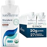 KATE FARMS Organic 1.4 High Calorie Shake, Chocolate, 20g Protein, 12 Pack | Organic chocolate high calorie nutrition shake with 20g protein plus 27 vitamins and minerals.