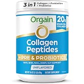 Orgain 20g Collagen Peptides + Prebiotic &amp; Probiotics Powder, 1lb | Grass fed hydrolyzed collagen with 1 billion CFU, type I &amp; III for women &amp; men supports digestive, hair, skin &amp; joint health