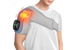 YUANBO Heated Shoulder Wrap Massager Cordless Electric Shoulder Heating Pad for Neck with Massage 3 Heat & Vibration