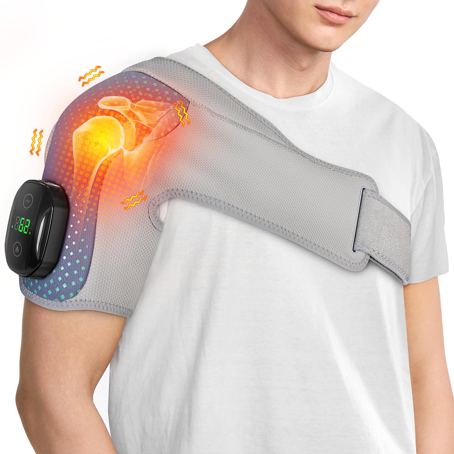 Photo 1 of YUANBO Heated Shoulder Wrap Massager Cordless Electric Shoulder Heating Pad for Neck with Massage 3 Heat & Vibration