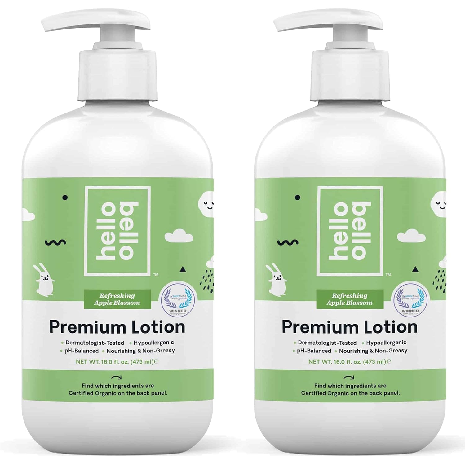 Hello Bello Baby Lotion - Dermatologist-Tested & Hypoallergenic for Sensitive Skin - Thoughtful Ingredients - Nourishing & Non-Greasy - Apple Blossom, 16 Fl Oz (Pack of 2): Beauty