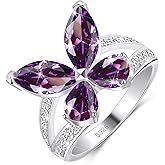 LEXLUNE Birthstone Butterfly Ring For Women, Sterling S925 Silver Ring, Engagement Rings Promise Rings For Her