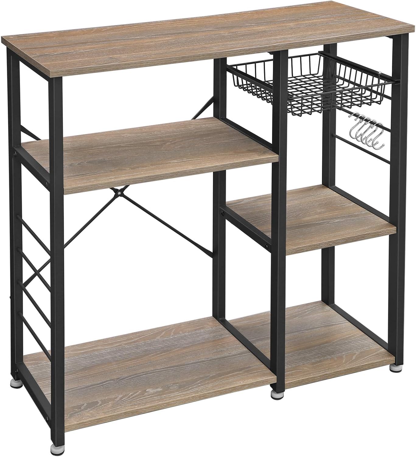 VASAGLE Baker's Rack, Kitchen Shelf with Steel Frame, Wire Basket and 6