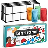 Bright Creations Giant Magnetic Ten Frames for Classroom Learning - 4 Pack Multi-Color Magnetic Frames with 48 Math Counters (12.25 x 5 in)