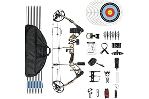 AKCHOER Compound Bow and Arrow Set, 30-70 Lbs Draw Weight, 23.5"-31" Draw Length, Right Handed Bow for Adult, 320 Fps Hunting & Target Bow with Accessories