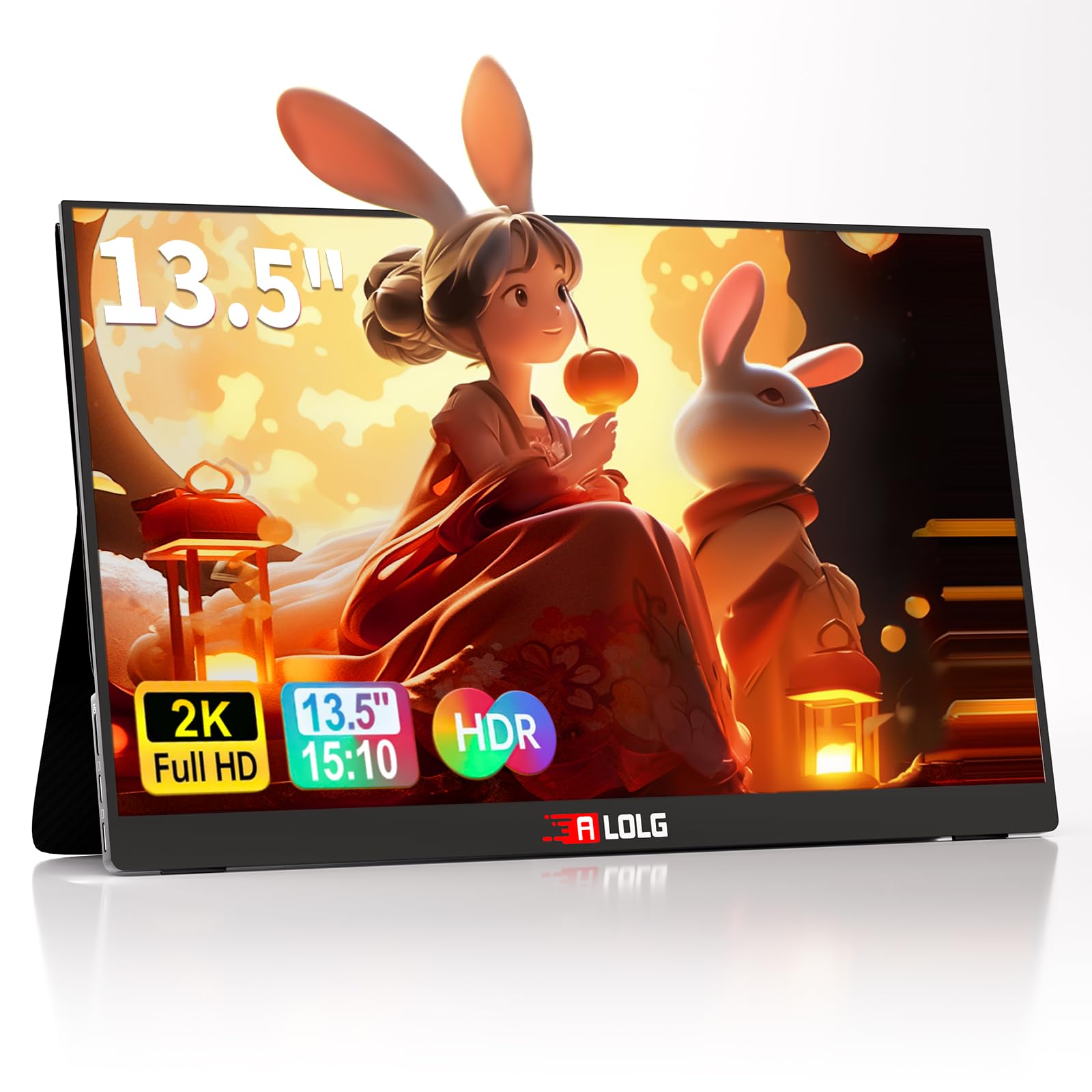 Photo 1 of 13.5''Portable Monitor for latop ,2K FHD 60HZ Laptop Monitor Screen,USB-C and HDMI Inputs, Ultra-Slim IPS Panel with HDR and Premium Smart Cover & Speakers for Laptop,PC,Phone,PS4/5,Switch,Mac,Xbox