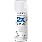 Rust-Oleum Painter's Touch 2X Ultra Cover Spray Paint, Flat White | Indoor and Outdoor Surfaces (Metal, Wood, Plastic), Fast Dry, Durable, Sprays from Any Angle, Comfort Tip, Oil Based