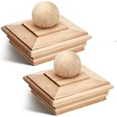 Hosuly 2 Pcs 6 x 6 Inch (Actual 5-5/8") Wood Post Caps with Ball Finial | Fence Cedar Post Topper, Newel Post Covers Top, Rot Resistant, Fits True 5.5" x 5.5", for Deck, Railing, Mailboxes Outdoor