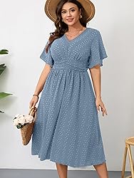 RWJ Women's Plus Size Maxi Dress V Neck Short