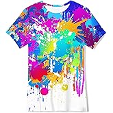 SunFocus Kids Funny Graphic Polyester Colorful T Shirt for Boys Girls Size 4-14