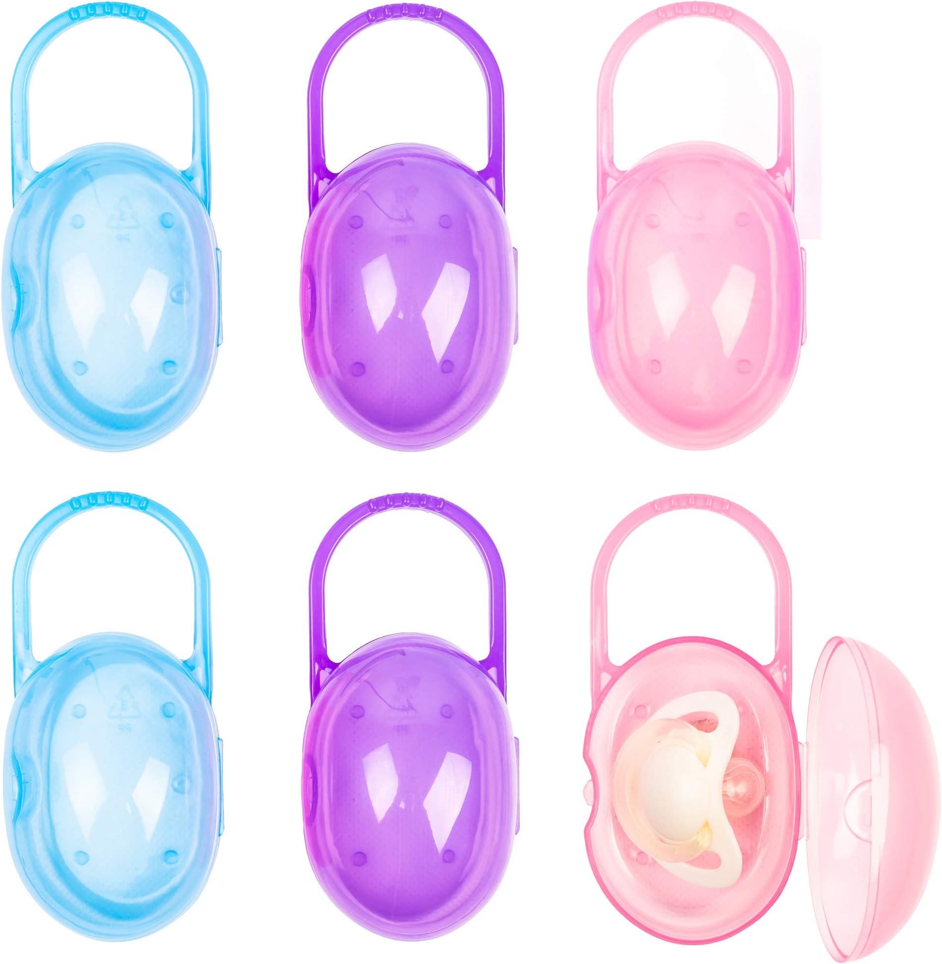 Chuckle - 6 BPA Free Dummy Storage Cases with Mesh Bag - Dishwasher Safe