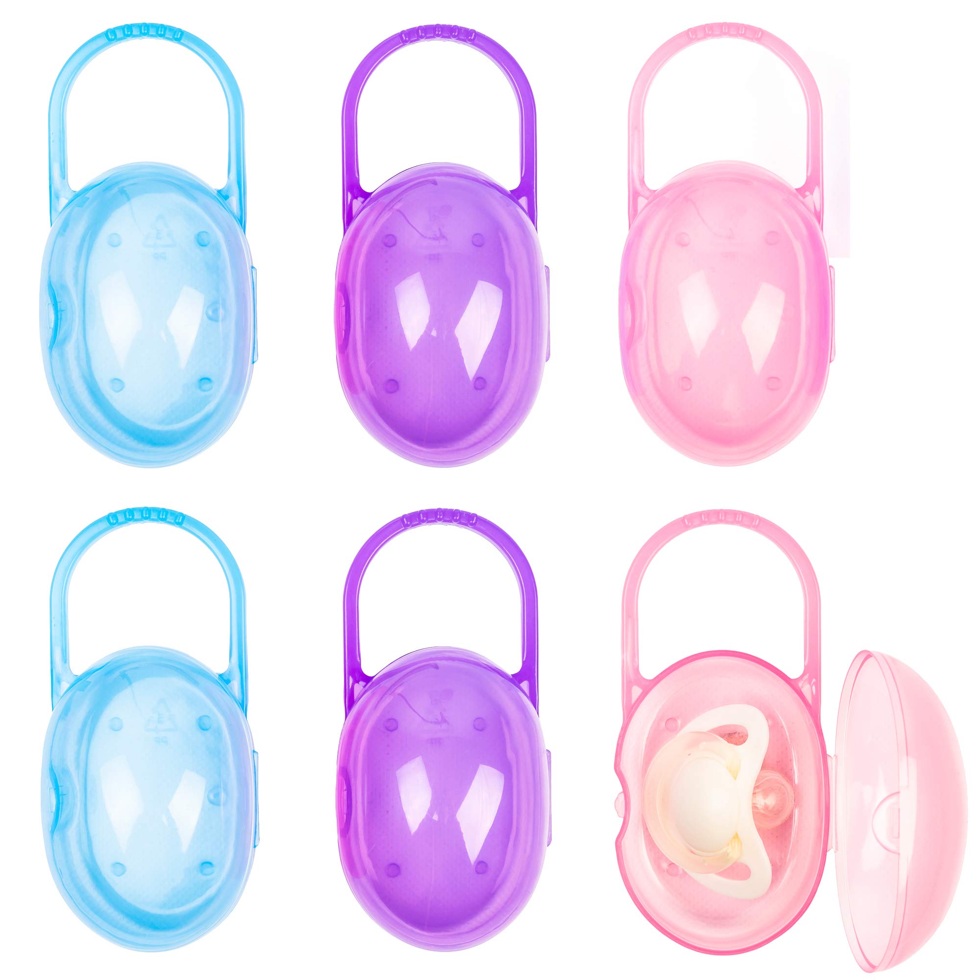 Chuckle - 6 BPA Free Dummy Storage Cases with Mesh Bag - Dishwasher Safe