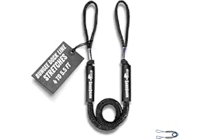 SandShark Premium Anchor Bungee Dock Line. Boat Accessories Anchor Line Absorbs Shock to Anchors and Docks w/Stainless Steel Clip - Black - 4-5.5ft