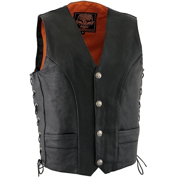 Leather Vest Motorcycle Mens Men's Buffalo Nickel Motorcycle Vest